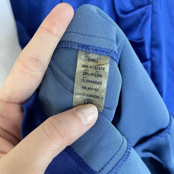 Calvin Klein bright royal blue v-neck vintage dress pleats women's size 4 - Picture 5 of 7